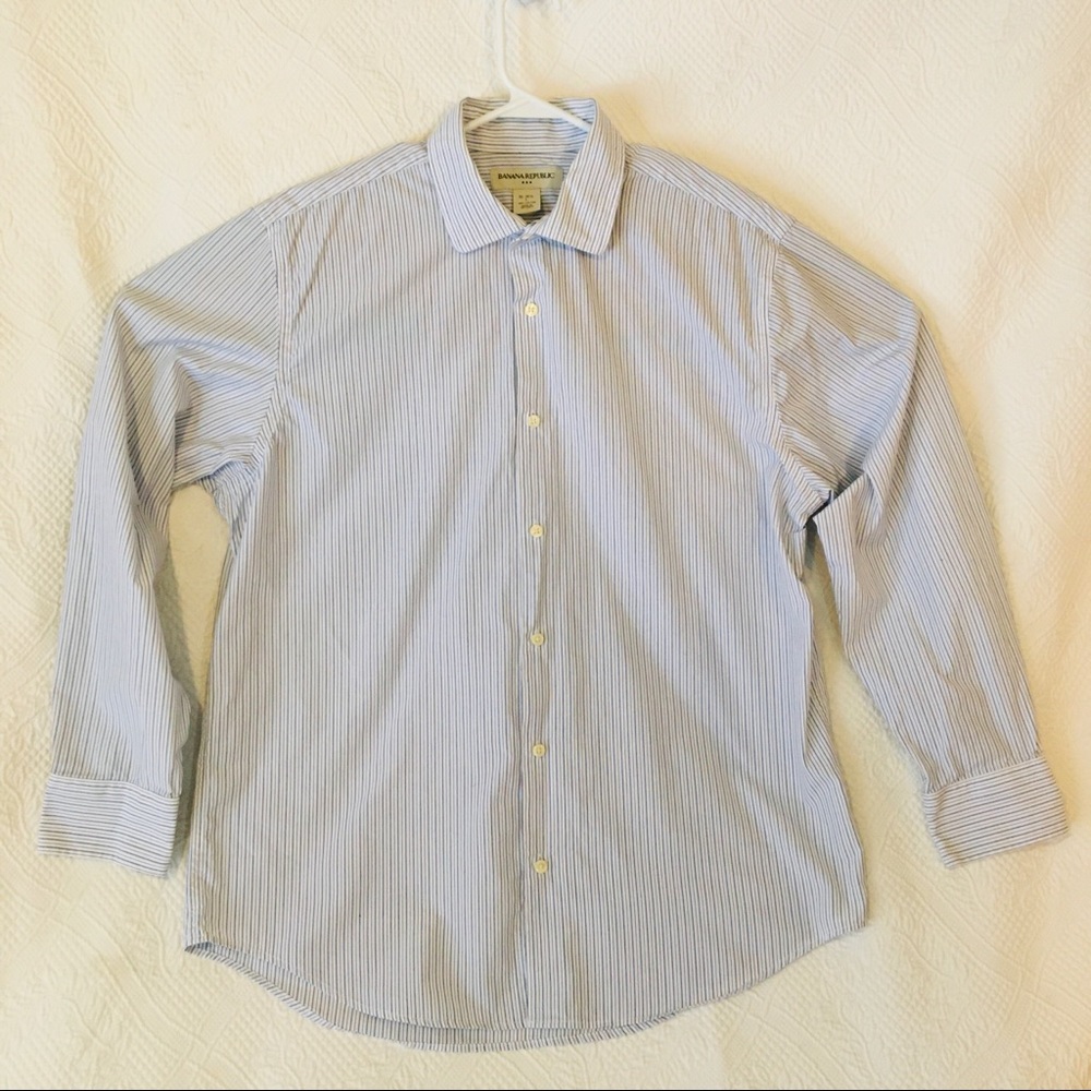 Men’s Striped, Cotton, Button-down, Dress Shirt